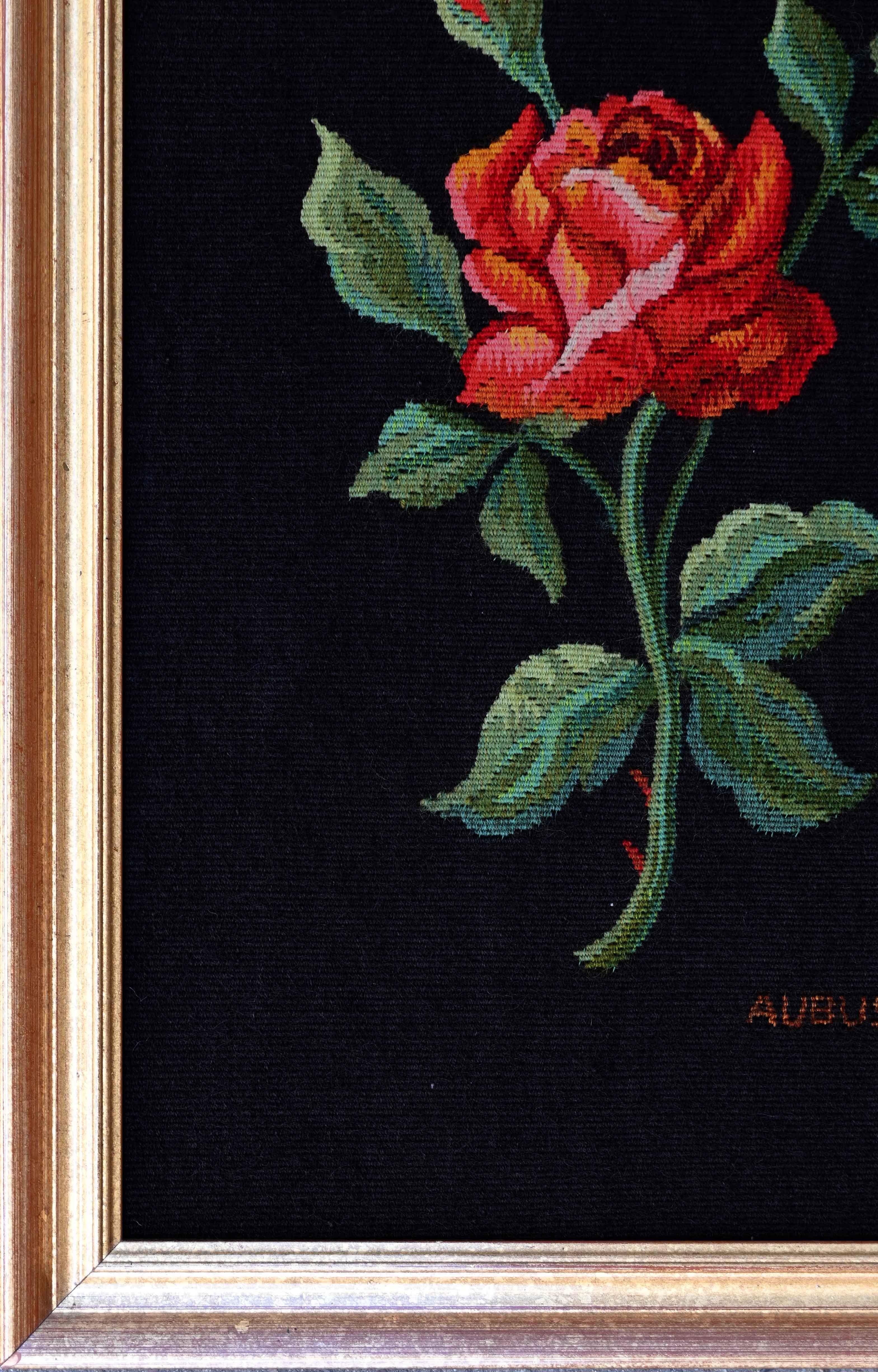 Tessuto a mano Decorative Painting in Antique Aubusson Tapestry (Signed) - 30x41 cm - No. 1564 in vendita