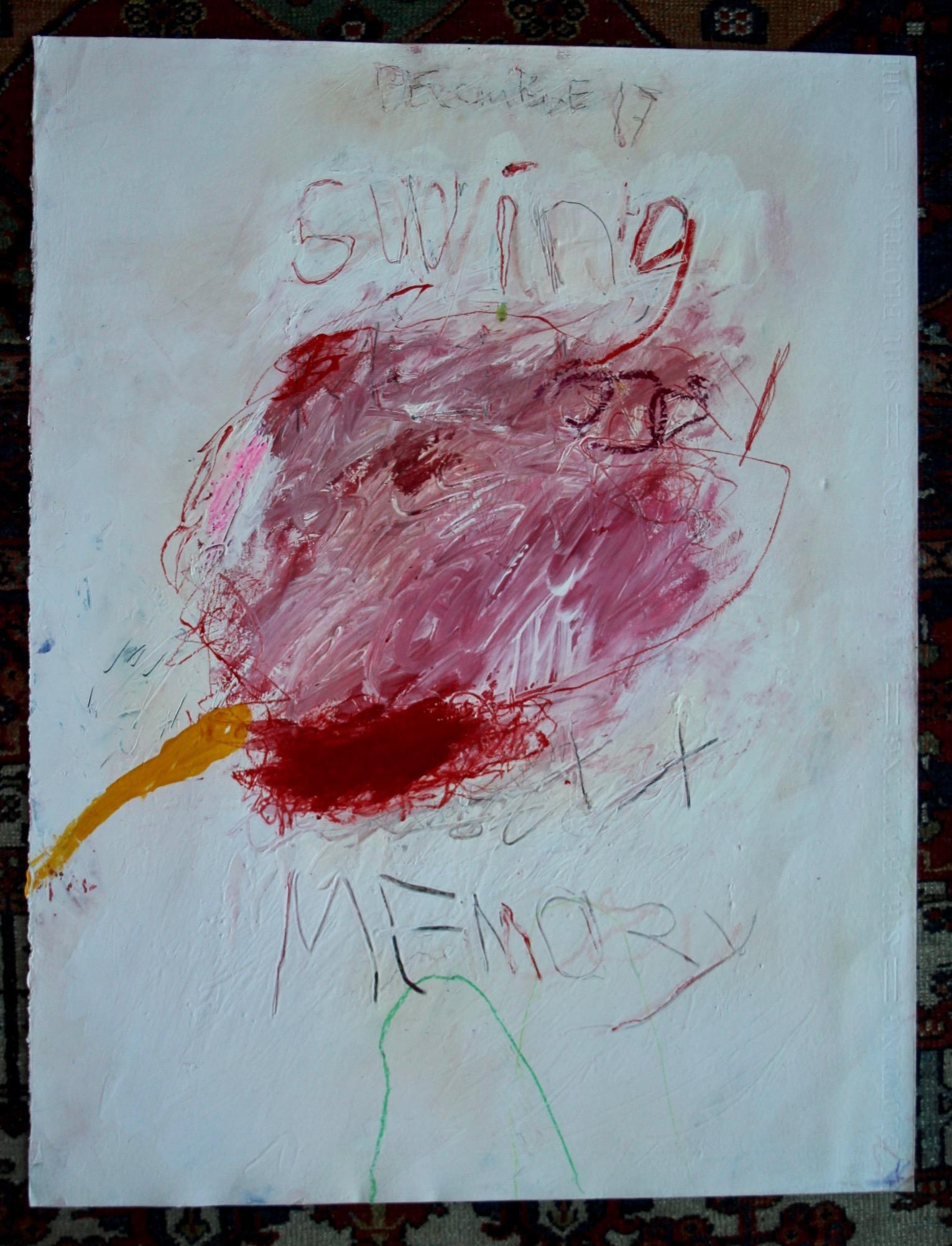 European Decorative painting on paper dated December 87 For Sale