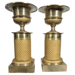 Decorative Pair of 19th-Century French Gilt Bronze Urns