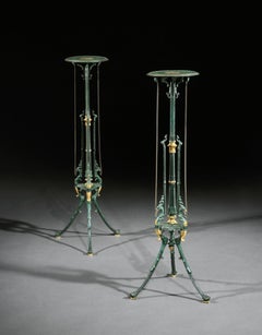 Decorative Pair of 19th Century German Painted Cast Iron Stands by Zimmermann