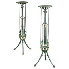Decorative Pair of 19th Century German Painted Cast Iron Stands by Zimmermann