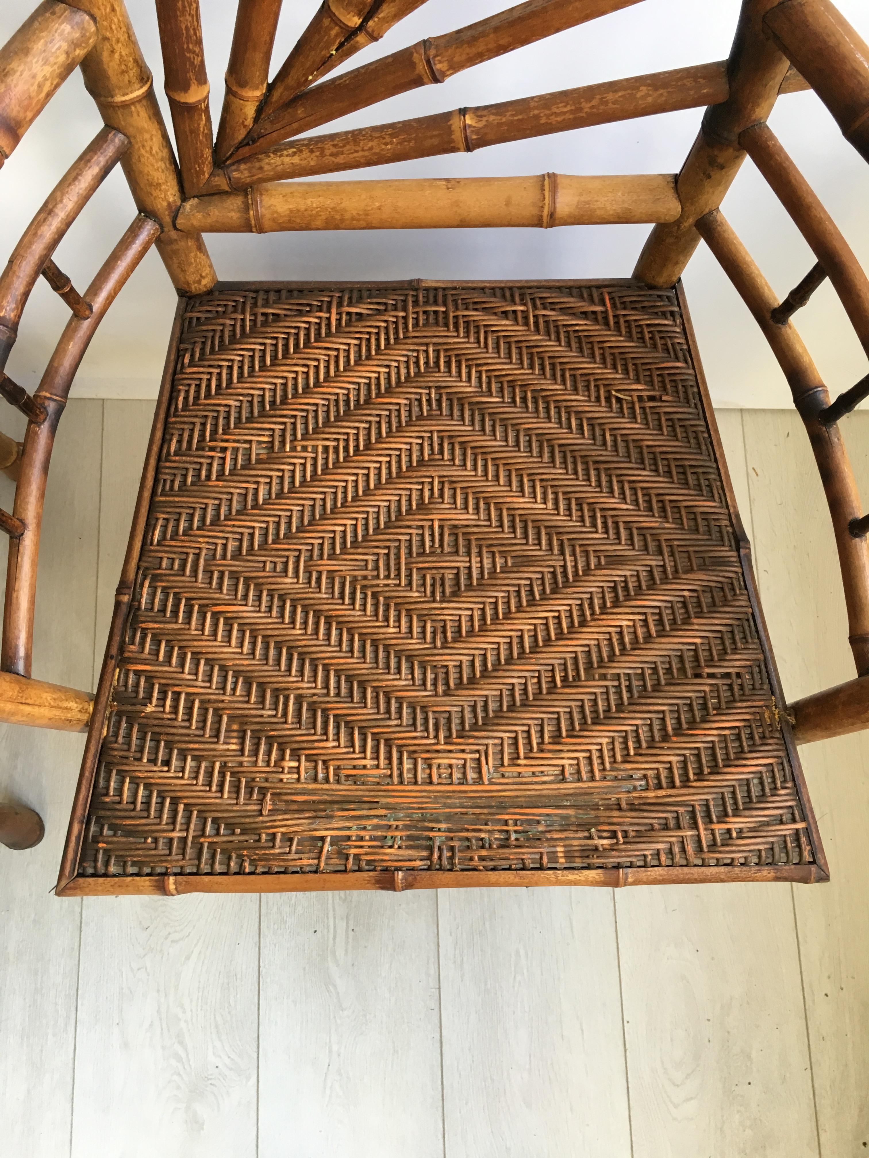 20th Century Decorative Pair of Antique Bamboo Chairs For Sale