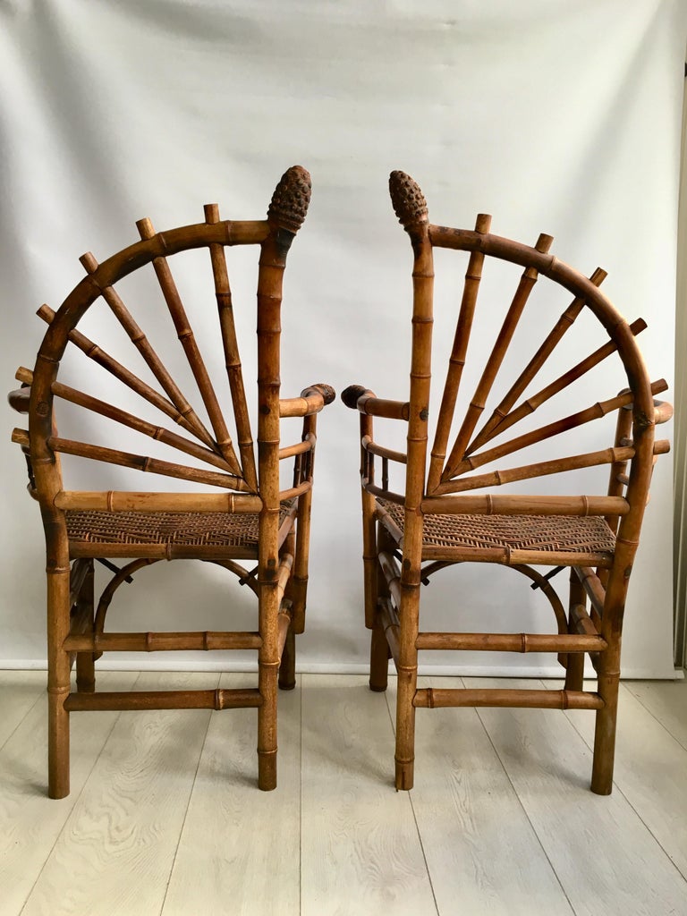 Decorative Pair of Antique Bamboo Chairs For Sale at 1stDibs