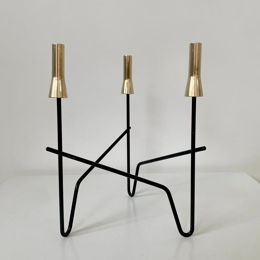 Metal Decorative Pair of Candlesticks, circa 1960, Italy. For Sale