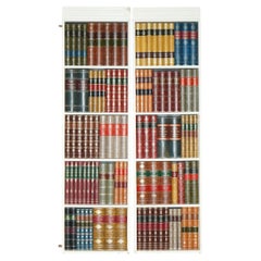 DECORATIVE PAiR OF HAND MADE IN ENGLAND LEATHER BOUND BOOK LIBRARY STUDY DOORS