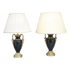 Decorative Pair of Metal and Brass Lamps