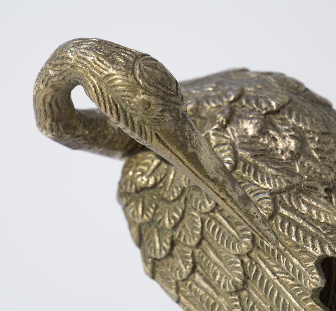 Decorative Pair of Nickel-Plated Brass Crane Bird Sculptures 3