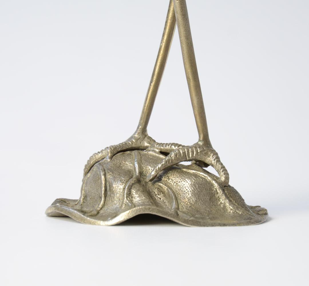 Decorative Pair of Nickel-Plated Brass Crane Bird Sculptures 4