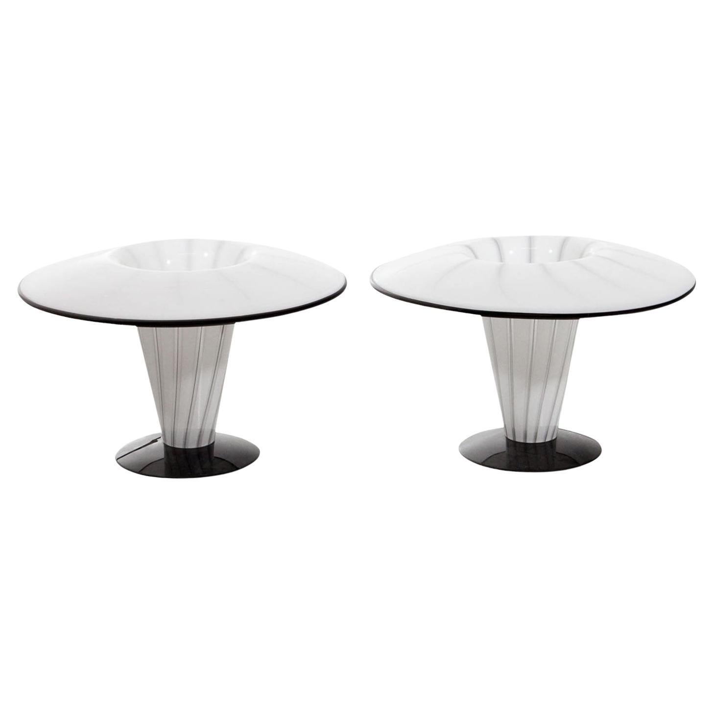 Dekoratives Paar kleiner italienischer Glas-Tischlampen