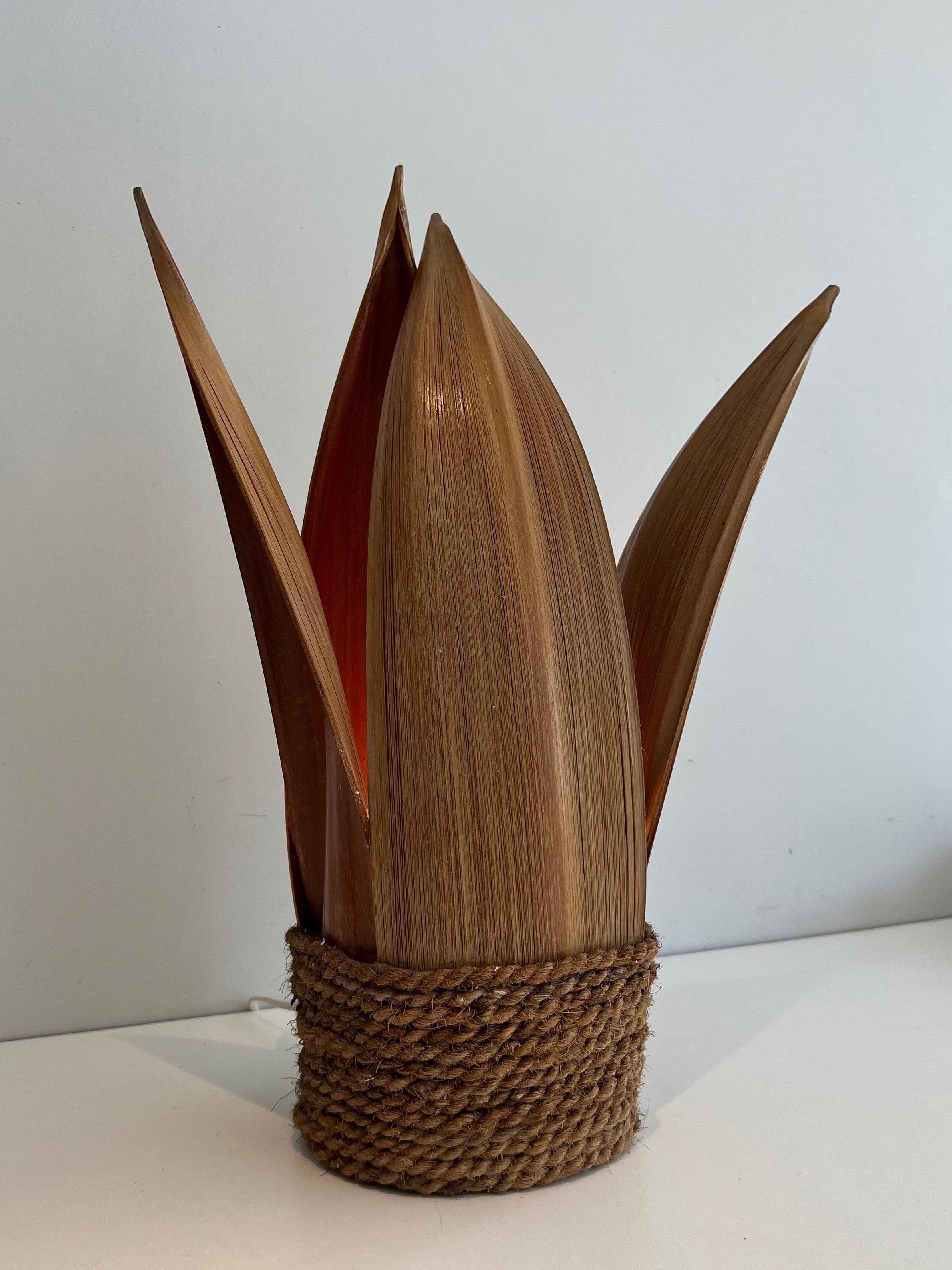 French Decorative Palm Tree and Rope Table Lamp For Sale