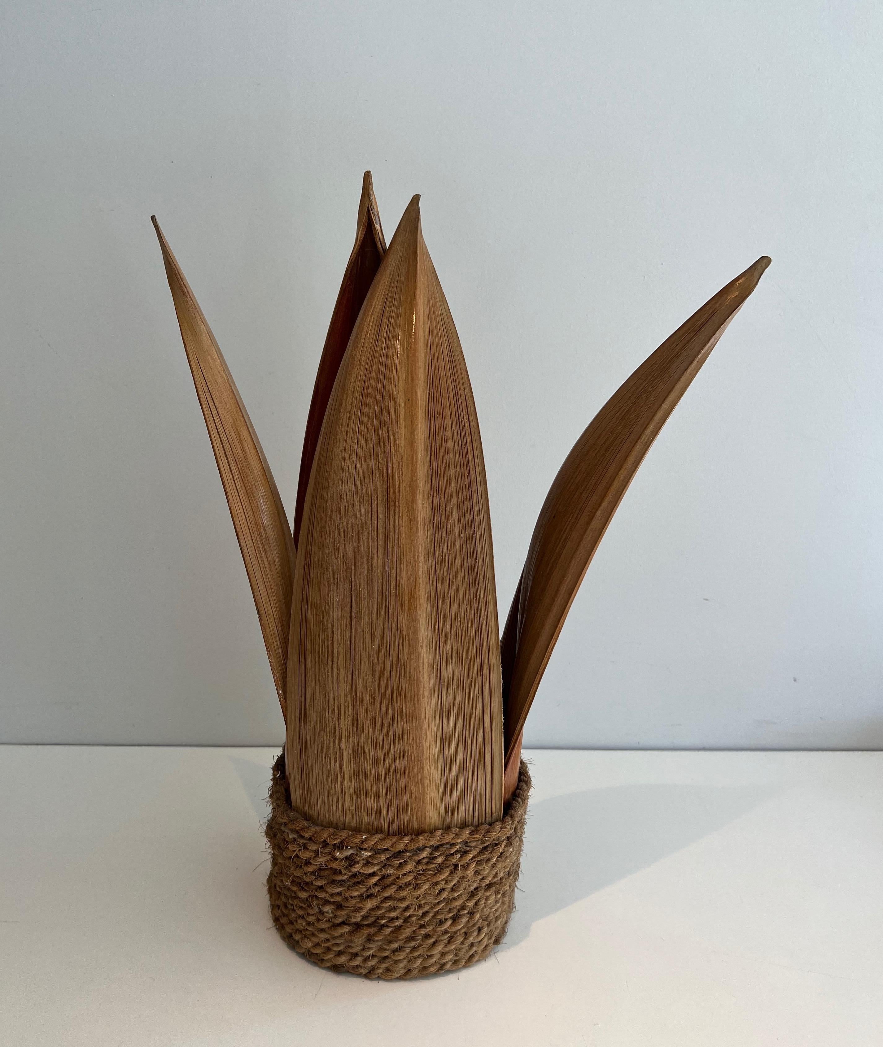 Late 20th Century Decorative Palm Tree and Rope Table Lamp For Sale