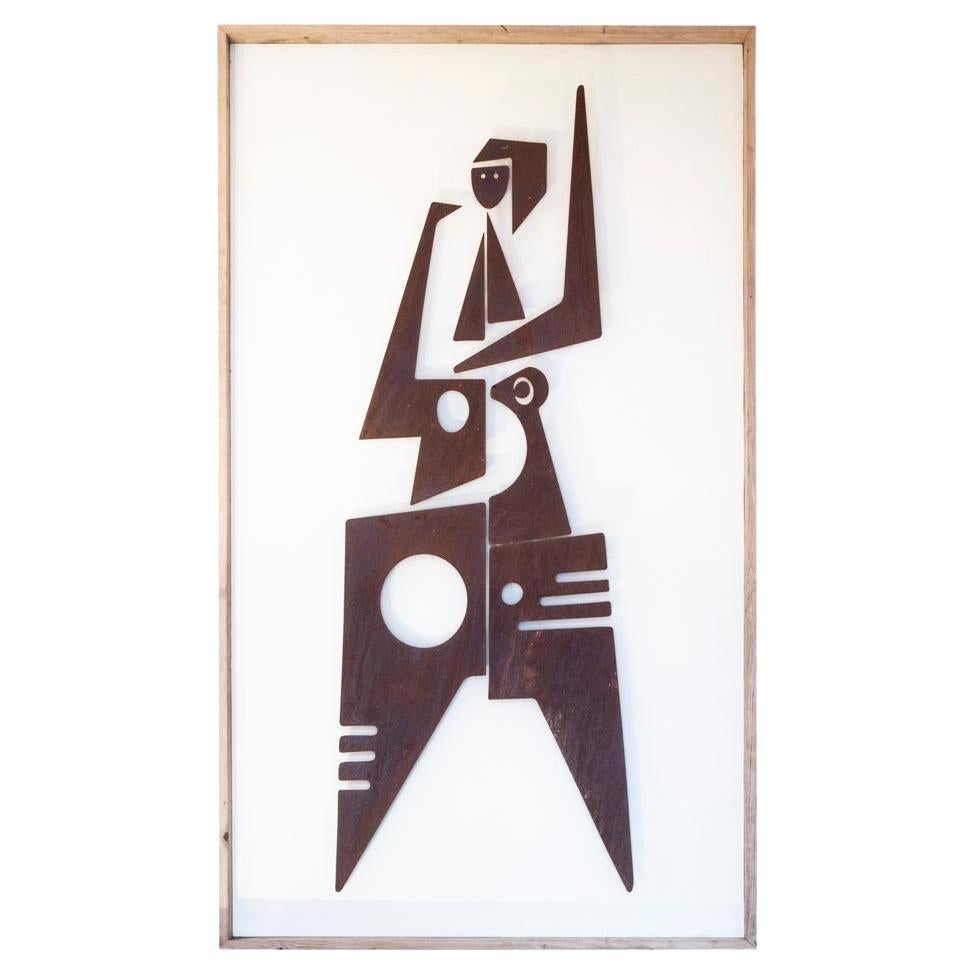 Panneau décoratif intitulé Sacha en métal corten, oeuvre contemporaine en vente