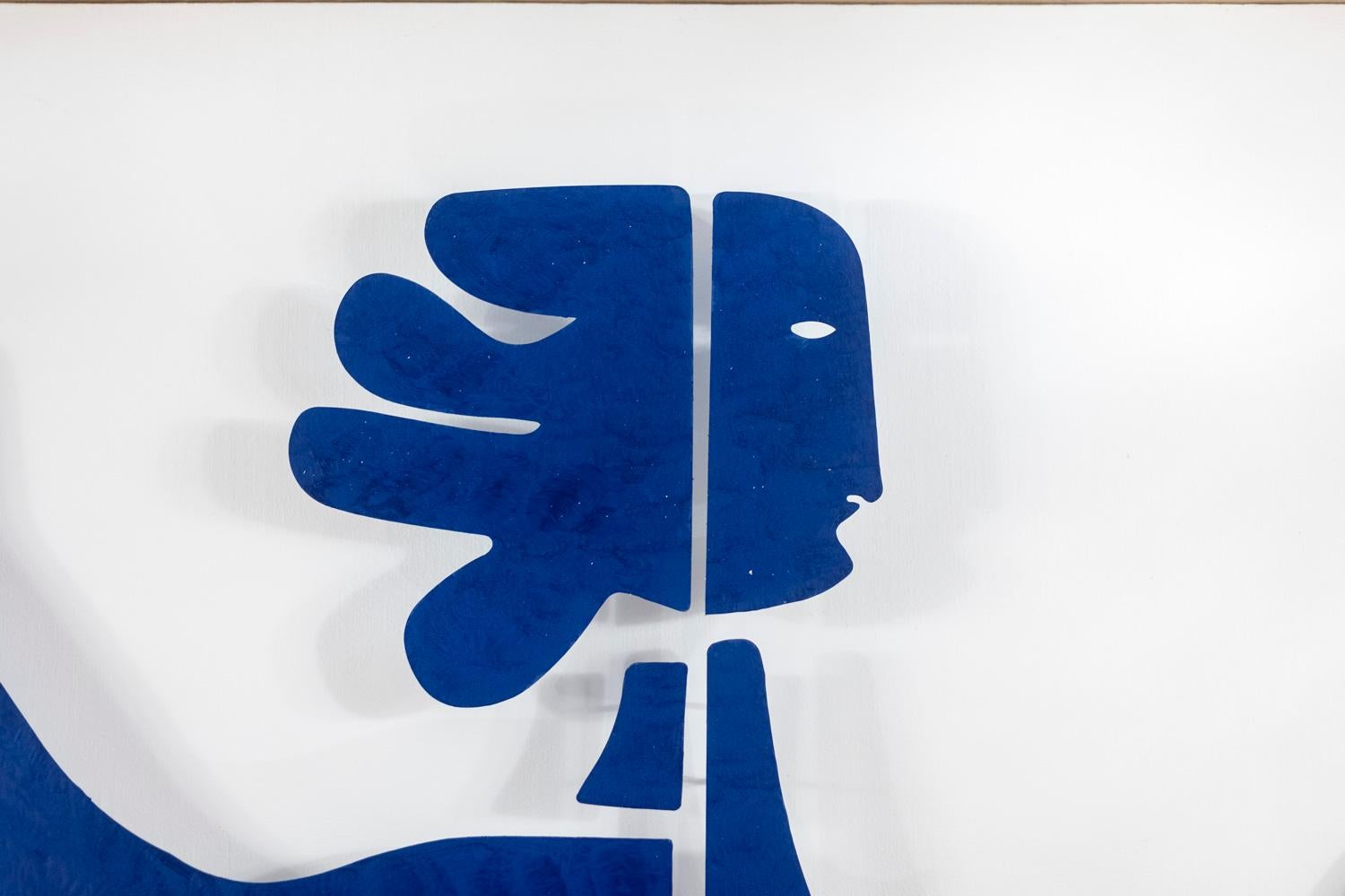 Métal Panneau décoratif Eva en métal laqué bleu. Travail contemporain. en vente