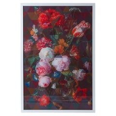 Decorative Panel Fancy Bouquet 4 with White Frame, Made in Italy