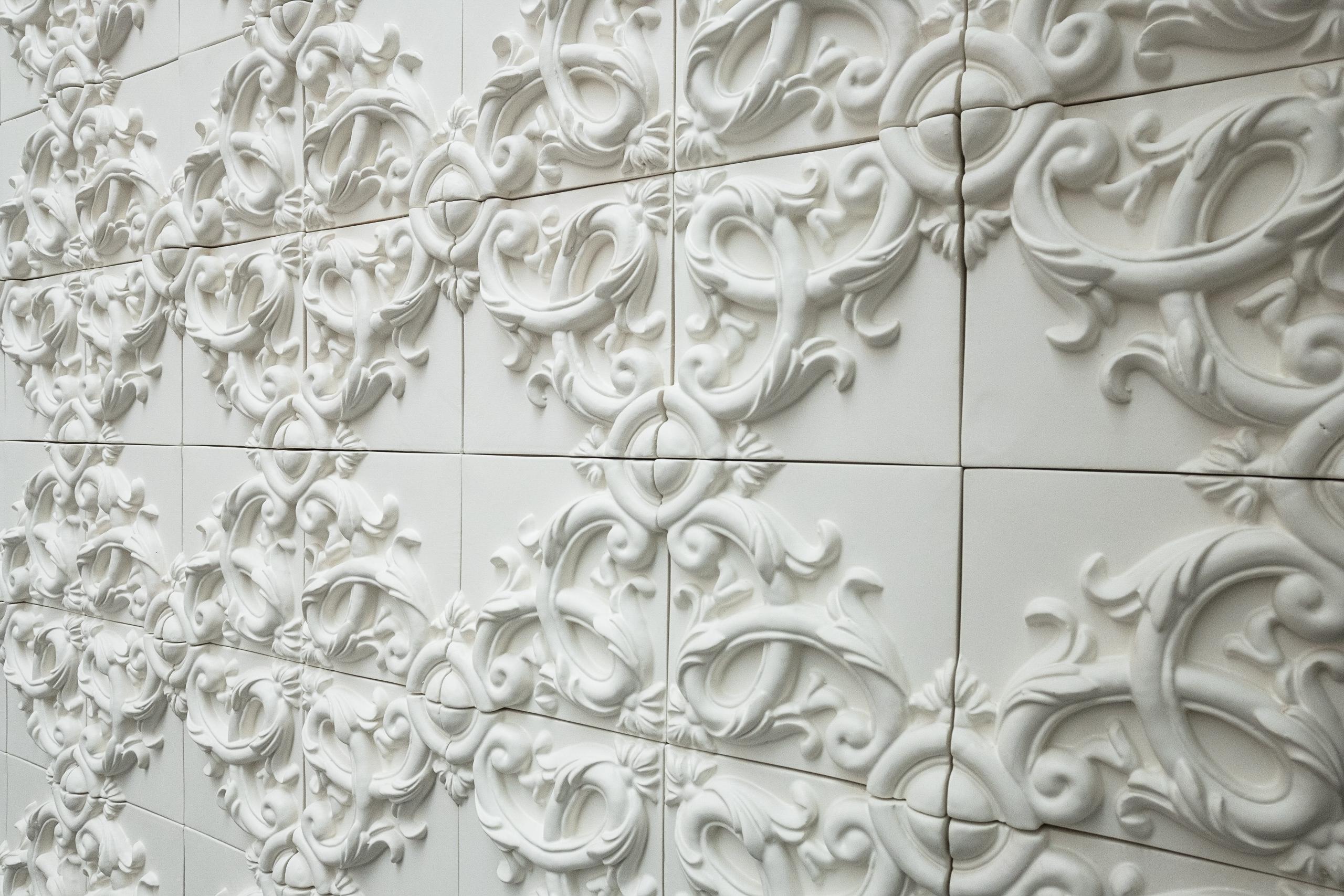 Decorative Panel in Ceramic, Customizable in Size and Finishes, Acanto For Sale 3