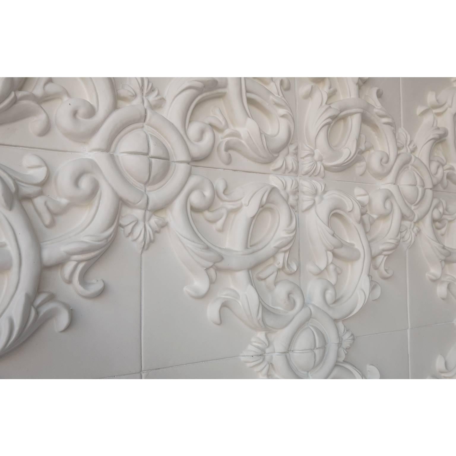 Baroque Revival Decorative Panel in Ceramic, Customizable in Size and Finishes, Acanto For Sale