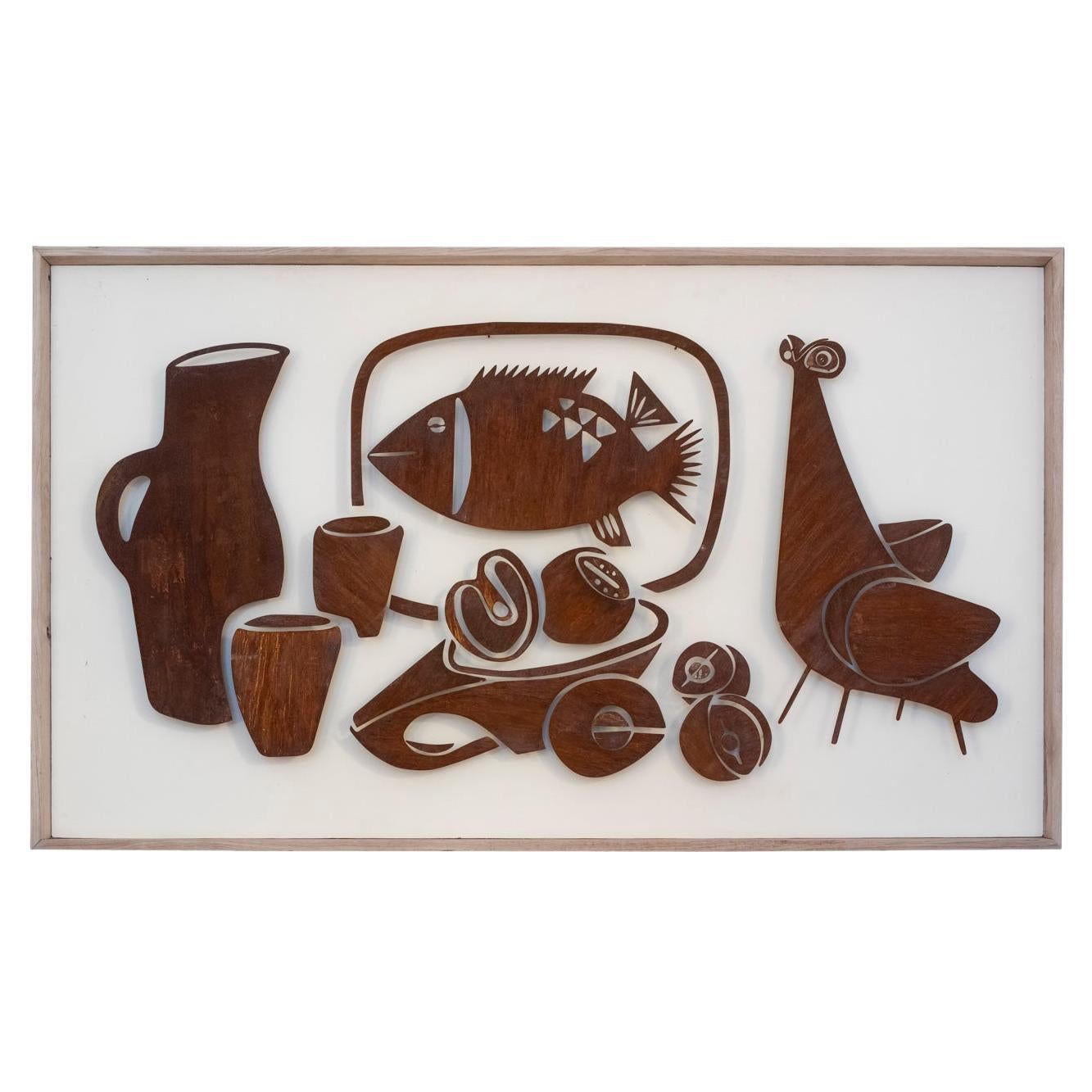 Panel decorativo de metal titulado "Natumo". Obra contemporánea.