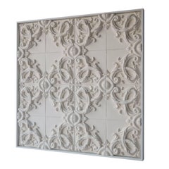 Decorative Panel in Three-Dimensional Baroque Ceramic, Customizable, Acanto