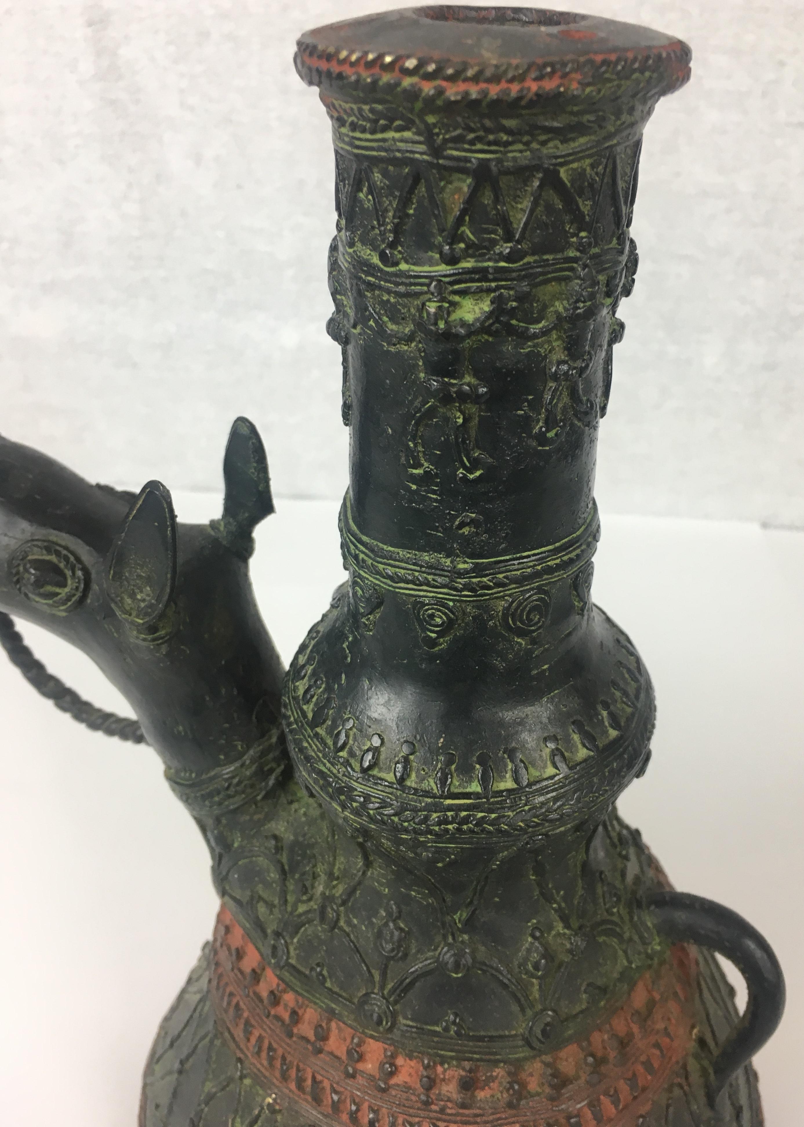 Decorative Patinated Bronze Incense Holder In Good Condition In Miami, FL
