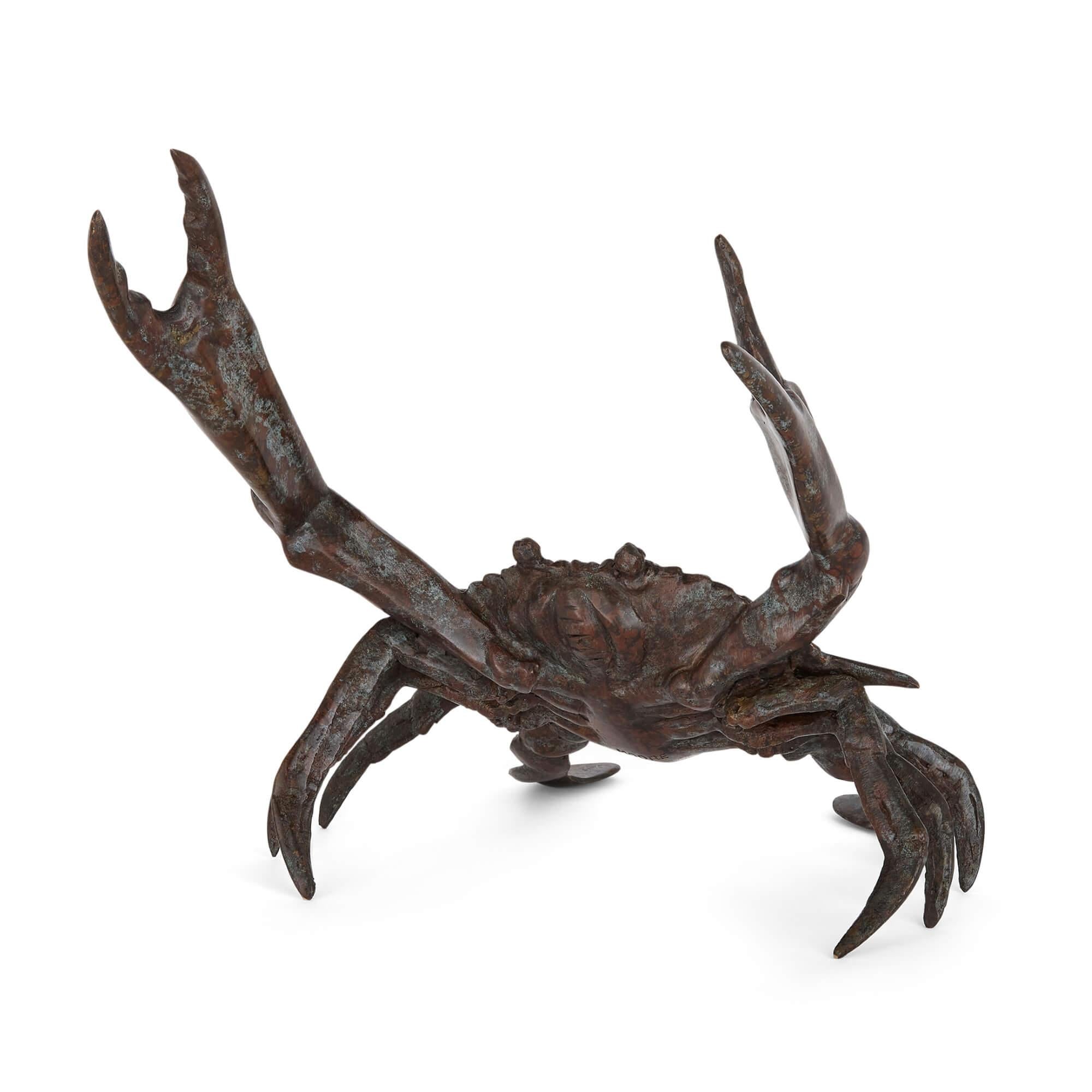 Other Decorative Patinated Bronze Model of a Crab 