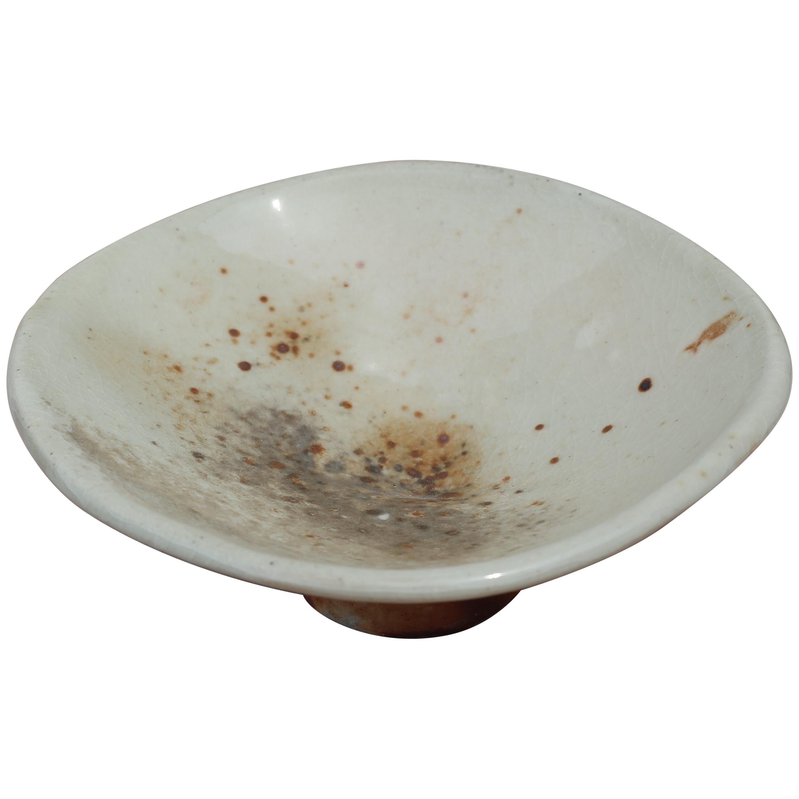 Decorative Pedestal Bowl, Hand-Built Wood-Fired Stoneware For Sale