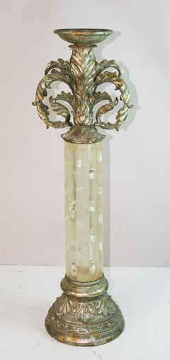 Gilt Metal and Epoxy Resin Pedestal Plant Stand, Vintage Design, 1980s, 26" Tall