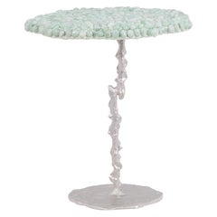 Decorative pedestal table and semi-precious stones. Contemporary work.