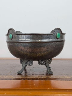 Decorative Pewter Bowl with Green Cabochons, Ashberry, circa 1900