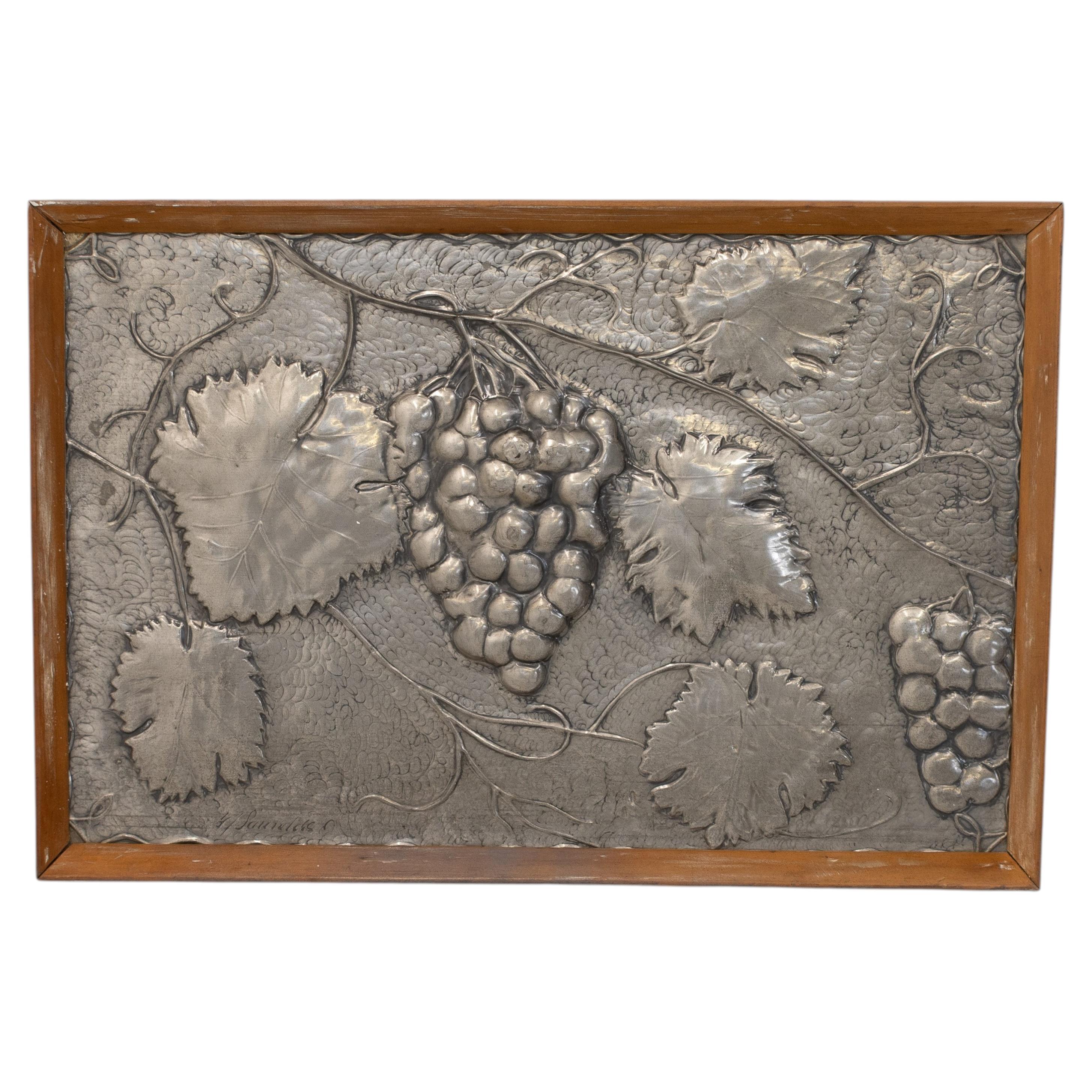 Decorative Pewter Panel For Sale