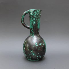 Decorative Pillar Design Green and Black Pitcher by Primavera, circa 1930s