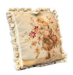 French Aubusson Cushion Cover Vintage Rug Vase Pillow Cushion