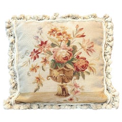 French Aubusson Cushion Cover Antique Rug Vase Pillow Cushion