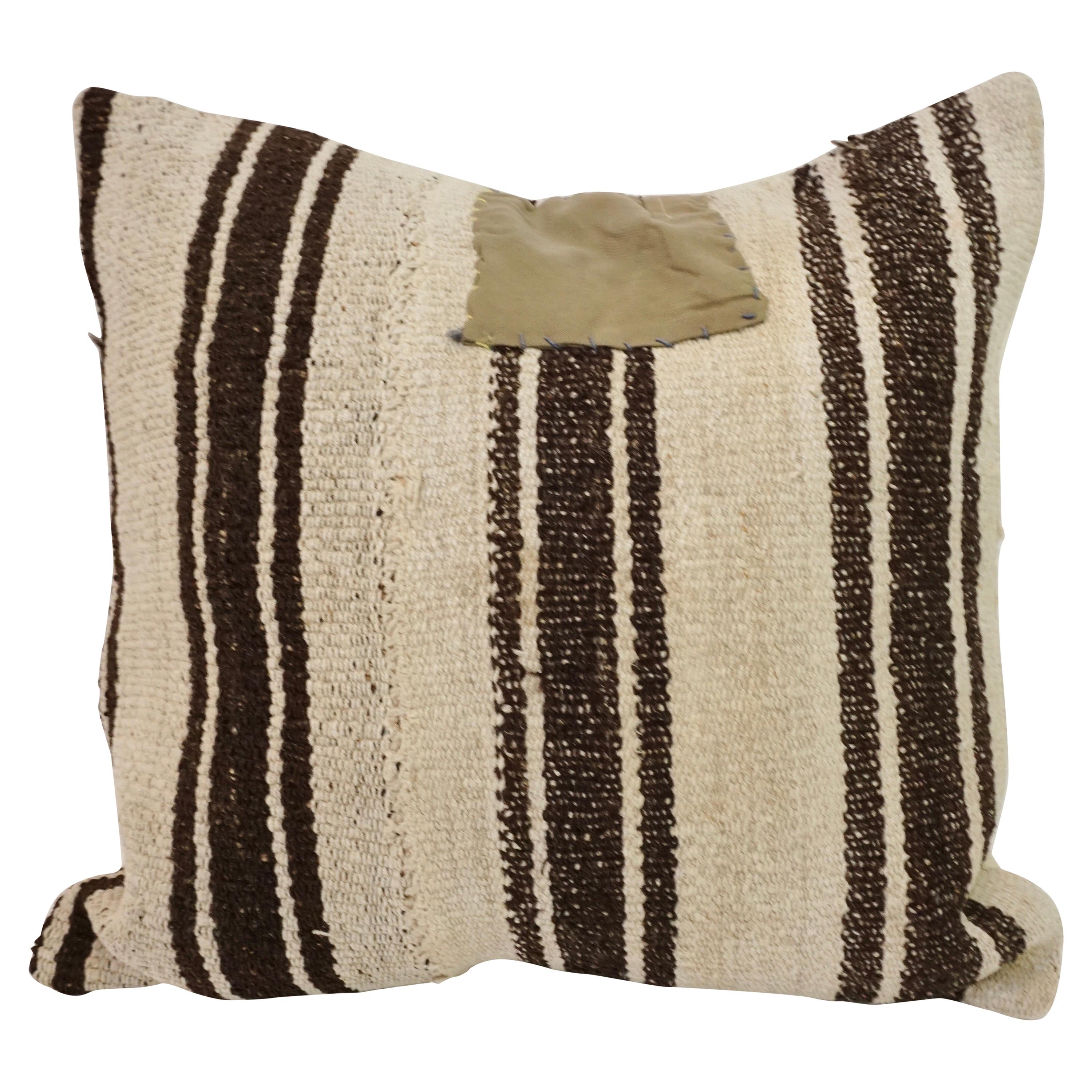 Decorative Pillow with Antique Textile Cover For Sale