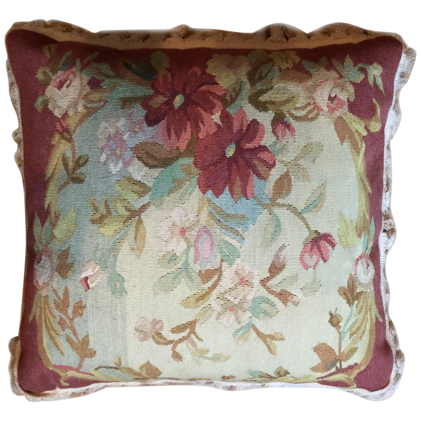 Decorative Pillows, Vintage French Style Aubusson Style Pillow Cushion