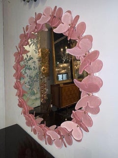 Decorative Pink Murano Glass Butterfly MIrror