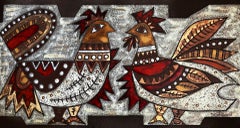 Decorative Plaque by Max and Dominique Picard, Vallauris, 1960s