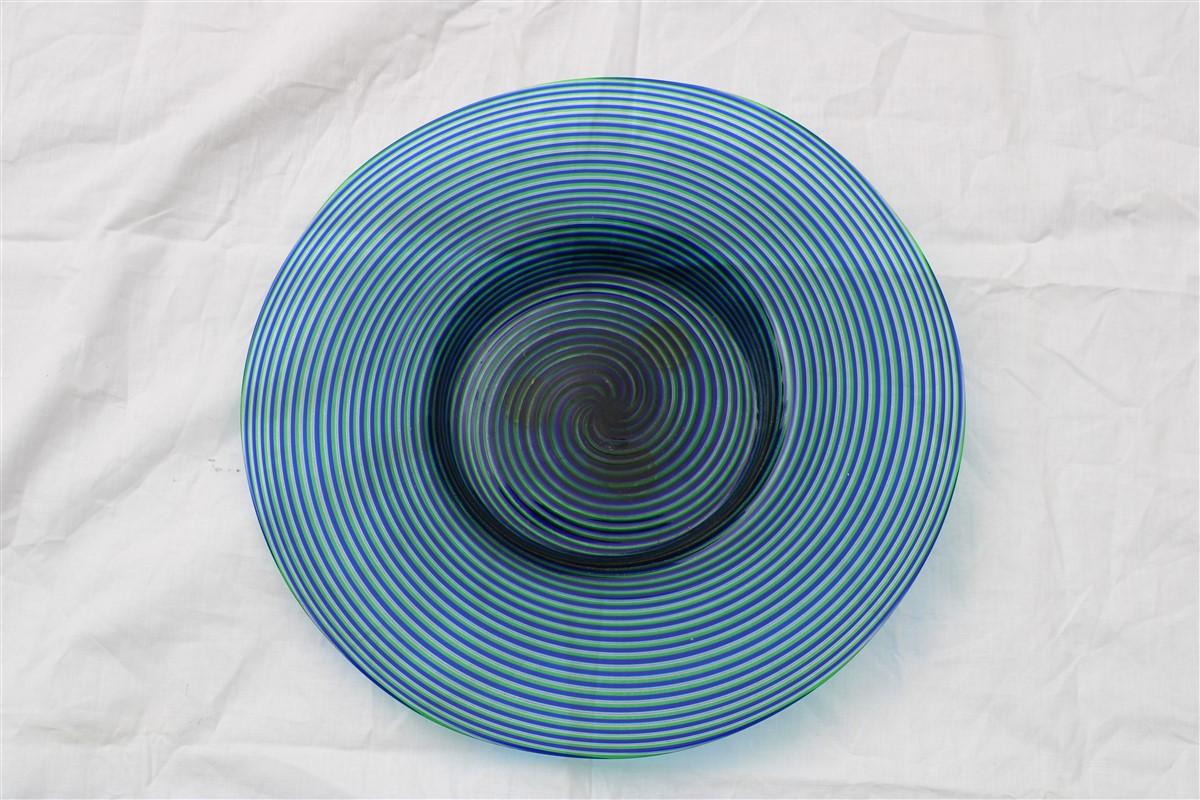 Decorative plate bowl Venini Design Murano Art glass Italy 1960s Multicolor.