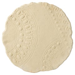 Decorative Plate Centerpiece Wall Dish Fireclay Warm White Materic Finish, Italy