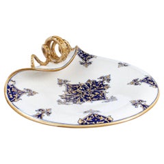 Piatto Centrotavola Ciotola Vassoio Ornamento Maiolica Blu Bianco Deruta Italia