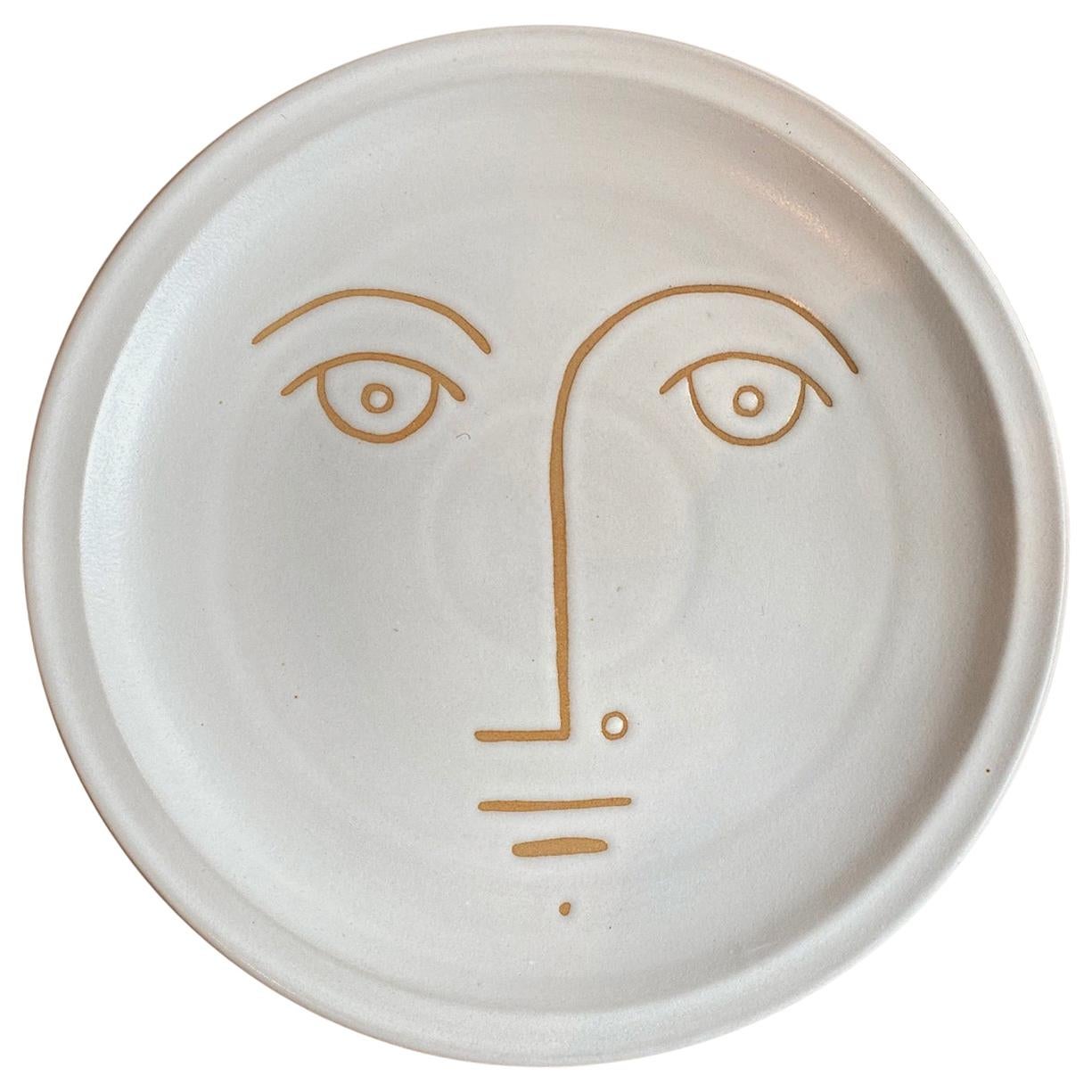 Decorative Plate in Ceramic with Face Signed by Dalo