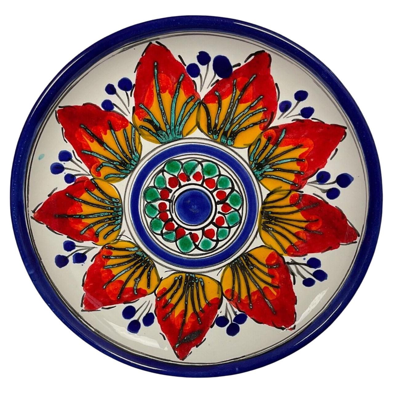 Decorative Plate Signed S. Stephano – Glazed and Crackled Floral Design - 2Y484