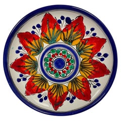 Decorative Plate Signed S. Stephano – Glazed and Crackled Floral Design - 2Y484