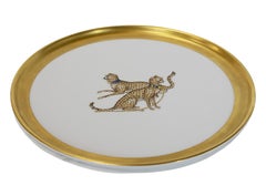 Decorative Porcelain Plate by Porcelaine de Paris, Leopards, 1980s