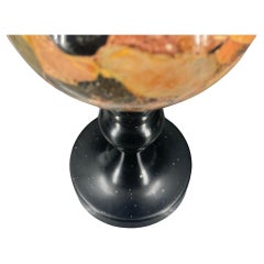 Decorative Portuguese Marble Sculpture Ball on a Black Marble Stand