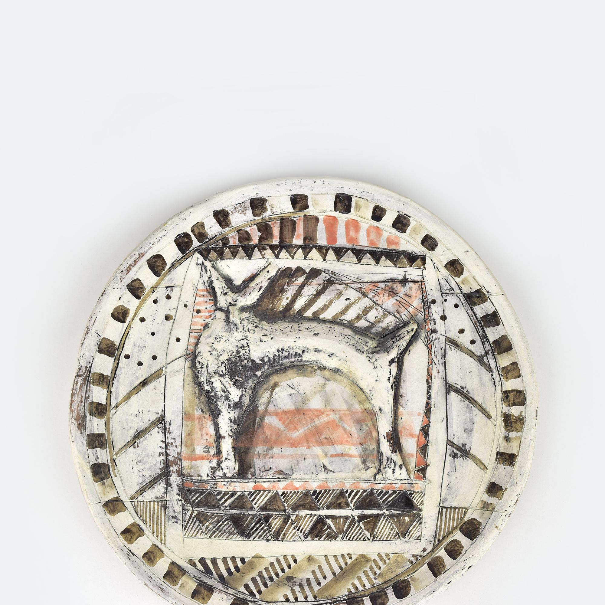 Organic Modern Decorative Pottery Plate by Bernard Paul 1997 Picasso Style For Sale