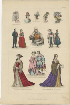 Decorative Print of Costumes of Hungary, England, Germany Holland Etc., C.1875