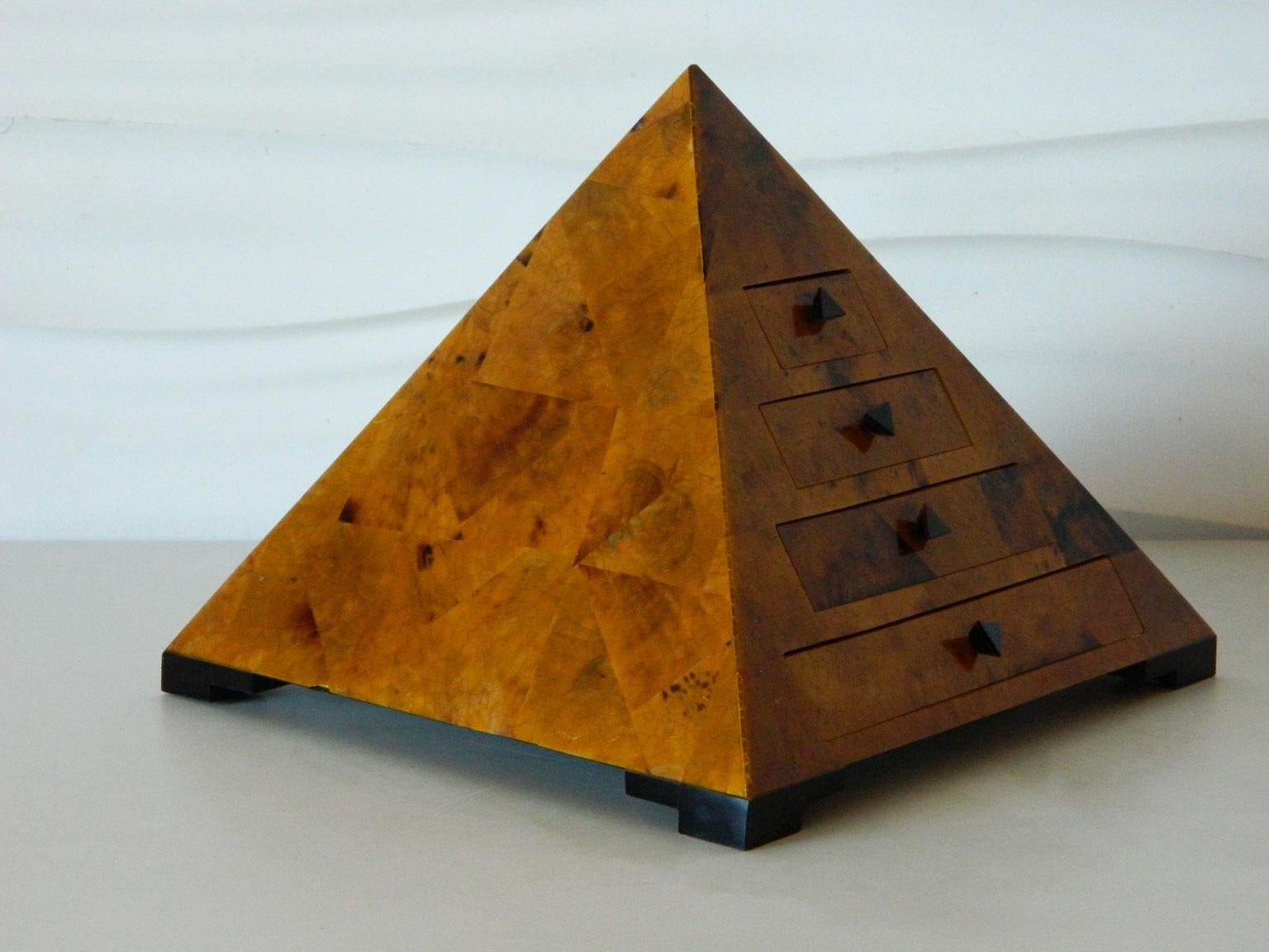 Lacquered Decorative Pyramid Box in the Style of Maitland Smith
