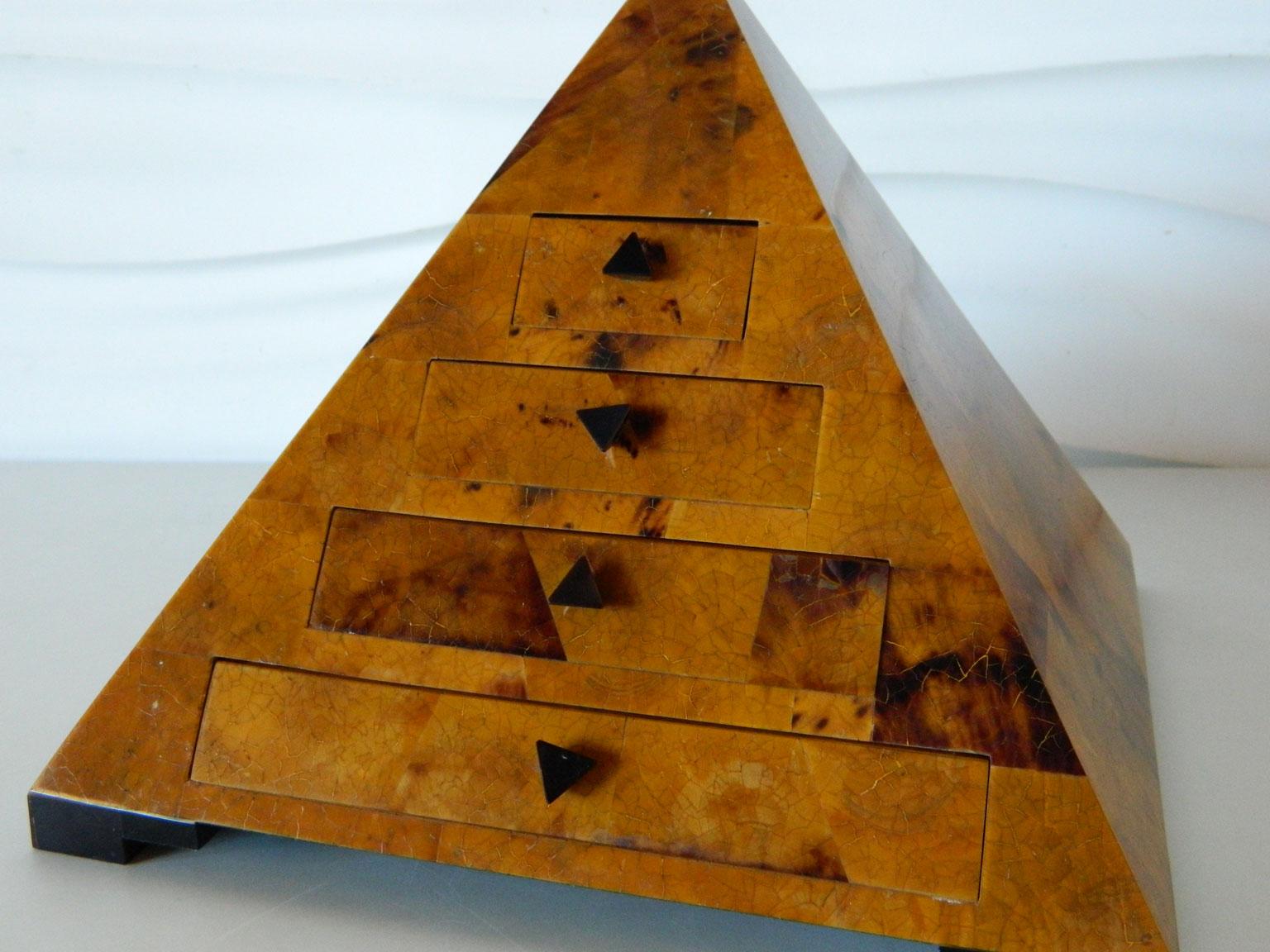 Decorative Pyramid Box in the Style of Maitland Smith In Good Condition In Baltimore, MD