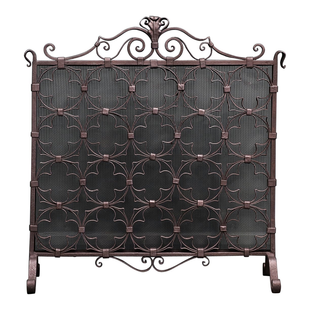 Decorative Quatrefoil Fire Screen For Sale