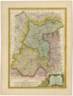 Decorative Rare Map of the French Regions of Isle De France and Orleans, ca.1780